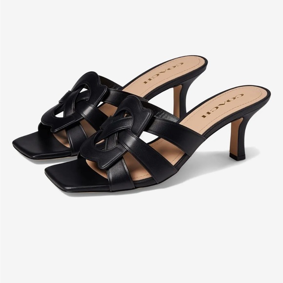 Coach Shoes - NWB COACH Tillie Leather Sandal black leather heels size 7.5